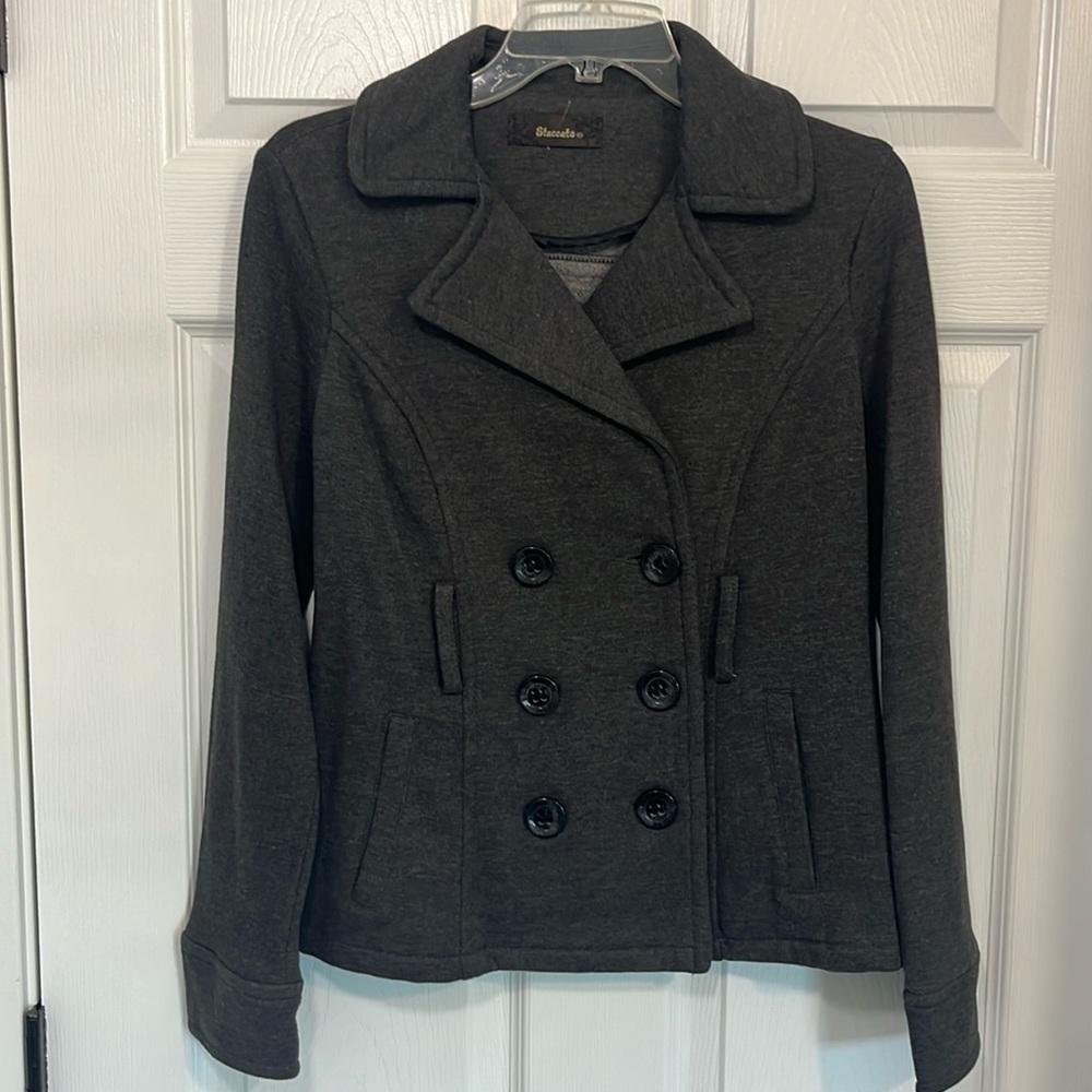 NWOT-Staccato Charcoal Terry Fabric Peacoat Style Jacket